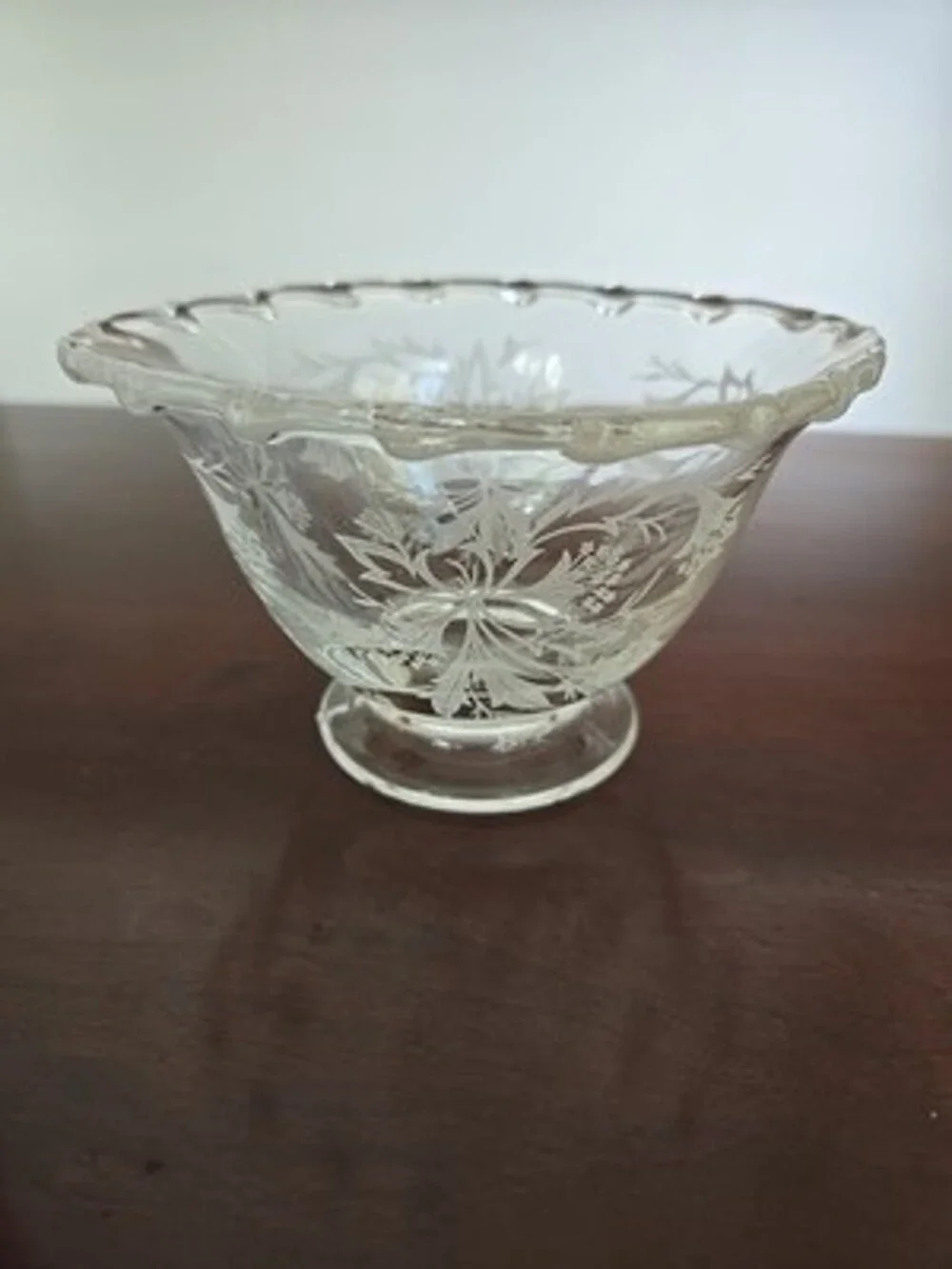 Heisey Glass Rose Pattern Footed Jam Jelly Bowl